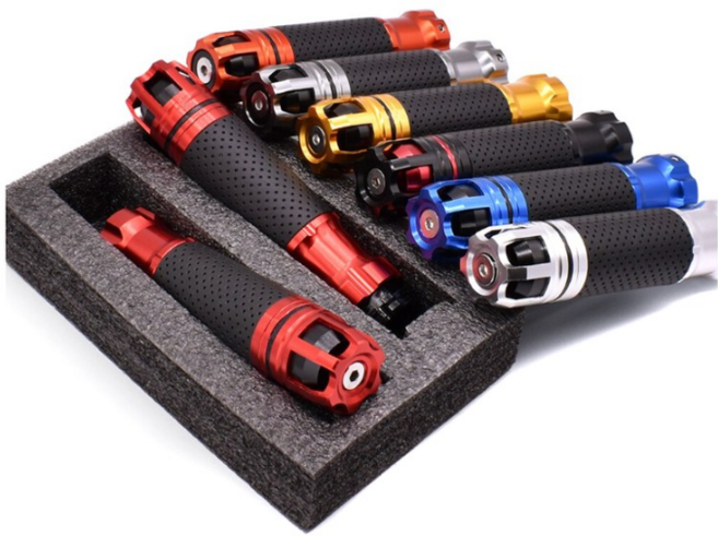 오토바이 알루미늄 핸들그립 22mm 범용 스로틀 어시스트 미끄럼방지 호환, (선택3번)R고급형CNC핸들(레드), 1개