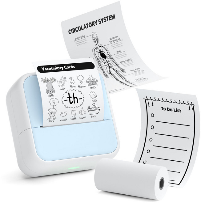 [라벨지 5롤 무료증정] 고화질 고해상도 휴대용 미니포켓 라벨프린터 S1, 1개, 화이트