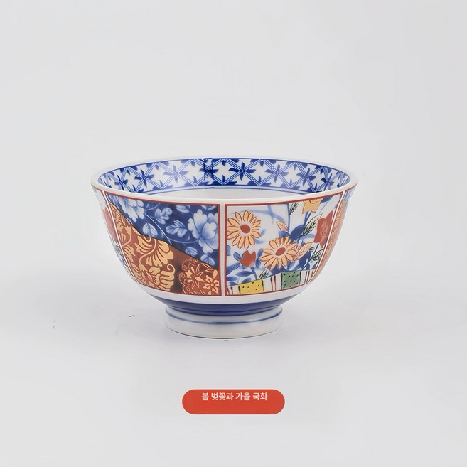 미니 우동 그릇 일식 카이센동 메밀 면기 덮밥 국물, 1개, 4.5인치 밥그릇-봄벚꽃 가을 국화