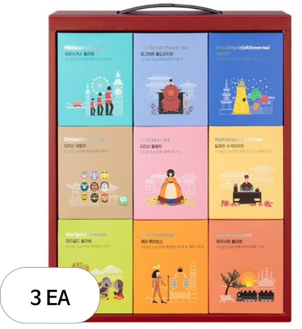 쌍계명차 월드티 컬렉션 리미티드 에디션 선물 패키지 세트, 티백 9종 x 3p, 3세트