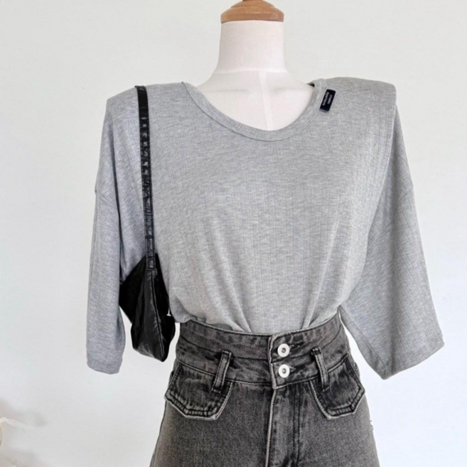 레이온 스판골지 루즈핏 롱기장 반팔티