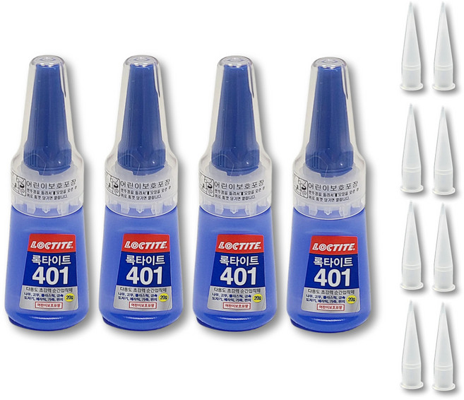 록타이트 401 순간 접착제 (20g 1개+노즐2개) 세트, 4개