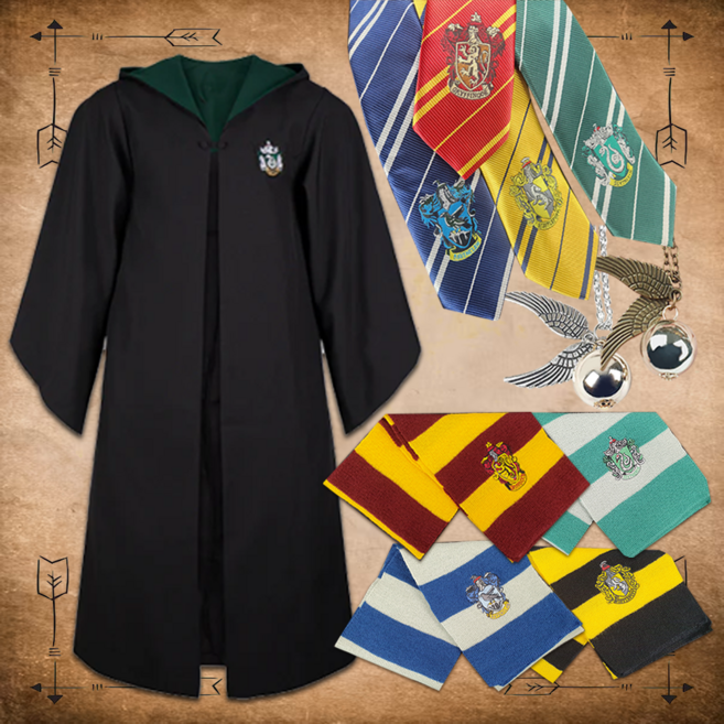 해리포터 망토 +목도리+넥타이+목걸이 세트 의상 교복 옷 코스튬 호그와트 코스프레 할로윈 데이 졸업사진 반티