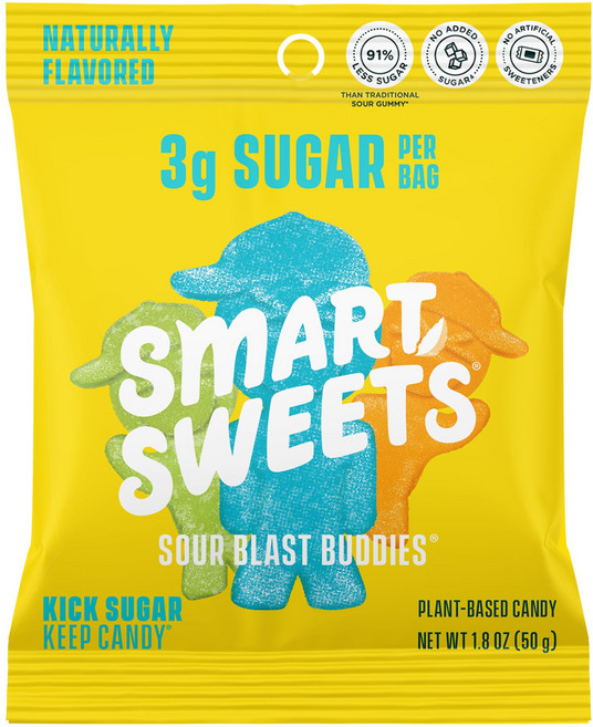 스마트스위츠 저칼로리 식물성 무설탕 알코올 캔디 사워 블라스트 버디 스마트스위츠 저칼로리 식물성 무설탕 알코올 캔디 사워 블라스트 버디 1.8온스 (12개 묶음) 21.6온, Sour Blast Buddies, 1개