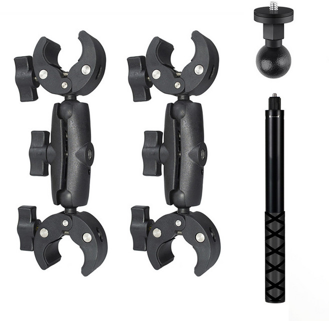 인스타360 X5 X4 X3 액션캠 모터바이크 설치 셀피스틱 클램프 세트 자전거 오토바이 고프로 오즈모, 115cm세트, C25+C25S+AC5115, 1세트