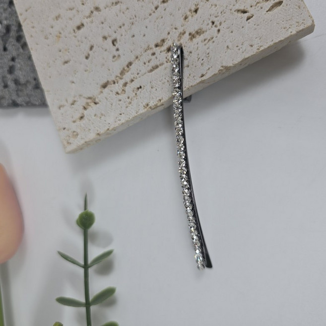 1p 8cm 스톤 큐빅 실핀 헤어핀 앞머리 옆머리 고정 머리핀