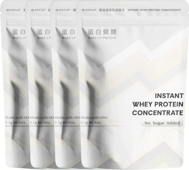 蛋白覺醒 WAKE UP PROTEIN 濃縮乳清蛋白 MSG大廠乳源 無添加糖 5.1g BCAA 1KG 四入組, 4個, 【濃縮】MSG乳源1KG x4包