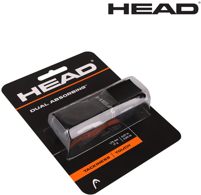 HEAD 헤드 테니스 듀얼 앱솔빙 쿠션 그립 (블랙), 블랙, 1개
