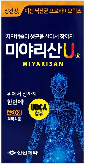 미야리산U 420정 낙산균 UDCA, 1개 - 쿠팡