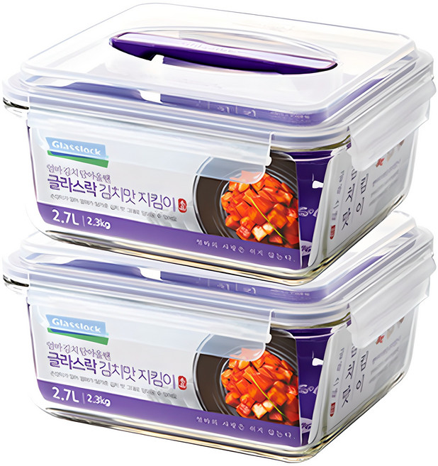 글라스락 김치 맛 지킴이 밀폐용기, 2.7L, 2개