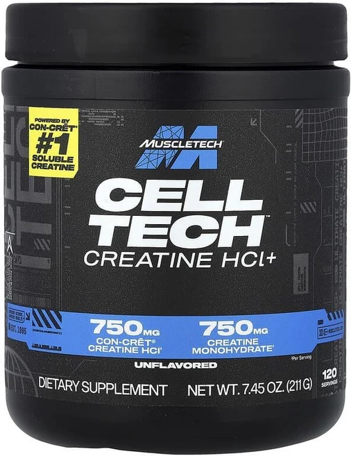 머슬테크 셀 테크 크리액터 크레아틴 HCl + 프리-어시드 크레아틴 무맛, 211g, 1개 - 쿠팡