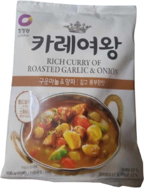 청정원 카레여왕 구운마늘&양파, 108g, 7개