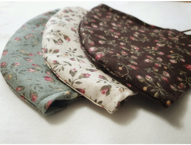 특허받은 오가닉 유기농 순면 3D 마스크 코코로즈무늬 3종세트 /끈조절가능/코와이어 장착 /김서림방지/ 필터교체형/숨쉬기 편한/땀 흡수 잘되는/ 대형, 코코로즈세트