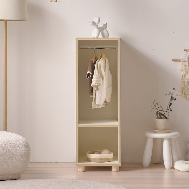 라자가구 베니 E0 키즈 행거 수납장 원목발 베이비장 유아 옷장 어린이 수납장, 행거형 수납장(원목발), 내추럴콤비