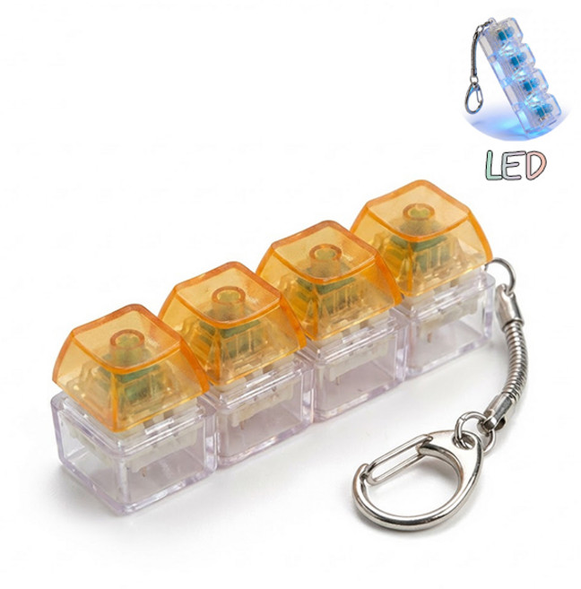 치프몰 기계식 키보드 투명 키캡 LED 열쇠고리 4캡, 1개, 주황색