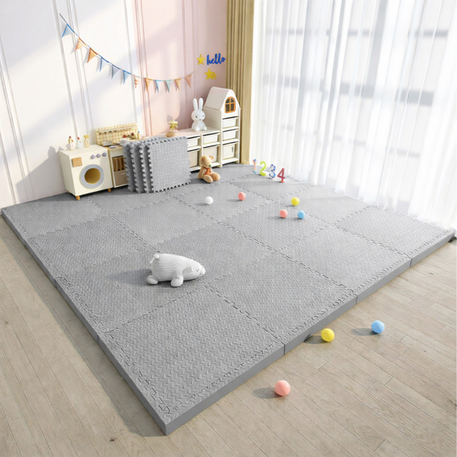 홈포밍 EVA 층간소음 퍼즐매트 두꺼운 거실 바닥, 16개, 그레이