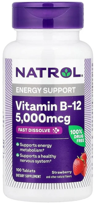 네트롤 비타민B-12 속붕해 맥시멈 강도 딸기 맛 5000mg 100정, NTL06672, 1개 - 쿠팡
