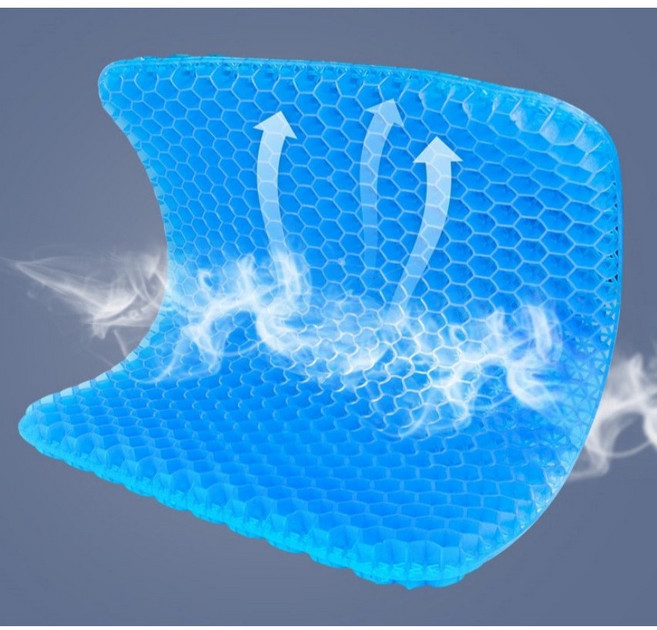 로즐리 프리미엄 3세대 실리콘 벌집 쿨링 방석 대형 차량용 사무실 의자 쿠션 (+사계절 논슬립 커버 증정), 블루