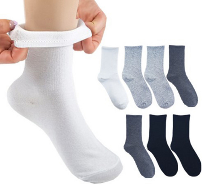 더베이직 남성용 밴드조임 없는 발편한 무압박 중목 양말