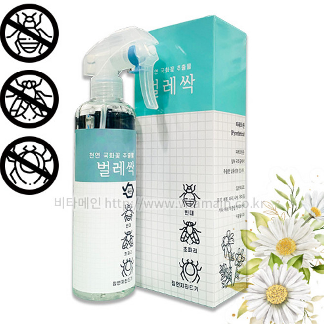 벌레싹 빈대 베드버그 진드기 전용 안전한 천연 피레트린 퇴치제 제거제 벅스존, 1개, 300ml