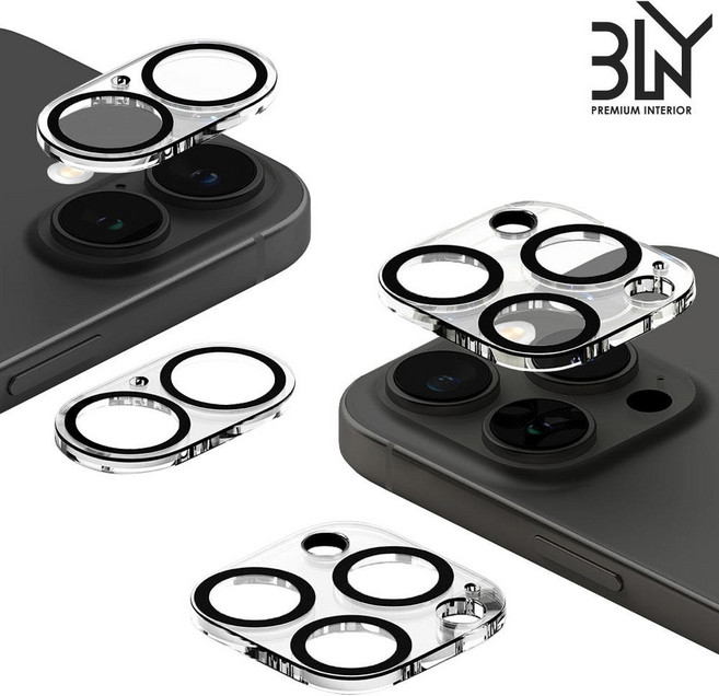 BLnY 아이폰 16 플러스 프로 프로맥스 후면카메라 풀커버 강화유리 보호필름, 1세트