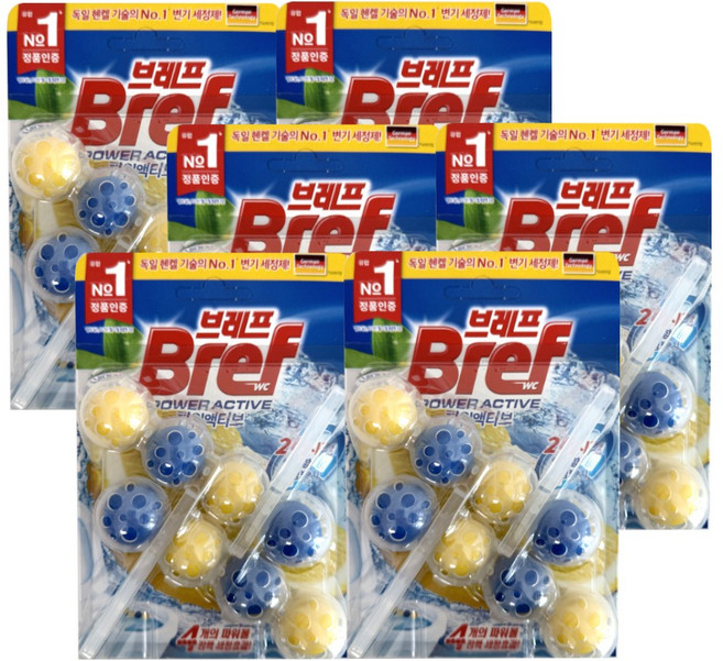 헨켈 브레프 변기세정제 50g (4입 / 8입 /12입 / 16입/ 20입) 옵션) 레몬향 변기세정볼, 6세트