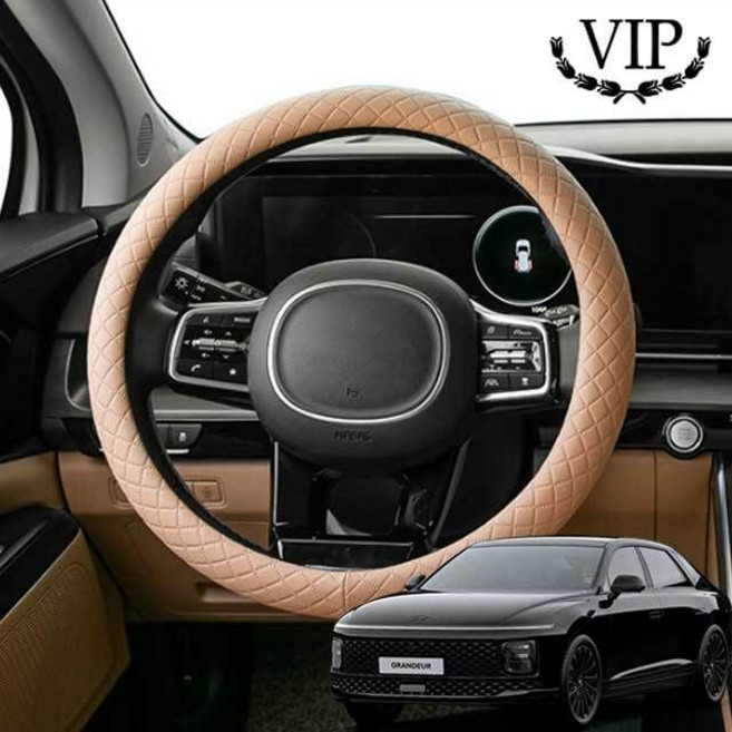 자동차핸들 그랜저 핸들커버 순정형 쿠션 시리즈 GN7, 팔쿠션-포켓, 타공-웜그레이