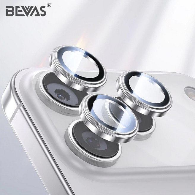 BEVAS 康寧PVD鏡頭貼 iPhone 13/14/15/16/17系列適用 超薄高清防刮耐磨, 13ProMax/13Pro-銀色, 1個