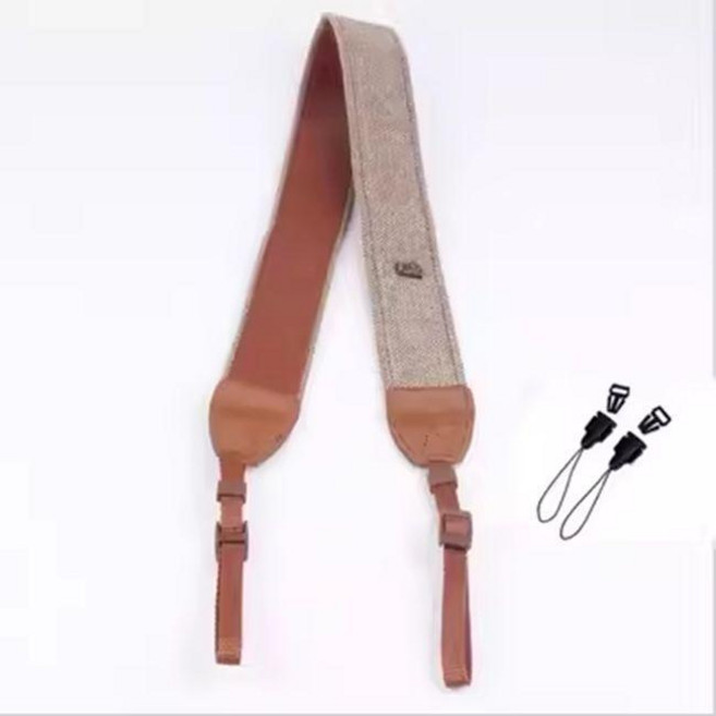 新品 棉質相機揹帶 單反相機揹帶減壓復古微單攝影肩帶 掛帶 副廠商品, 1個, 銅釦棕色肩帶+飛機扣