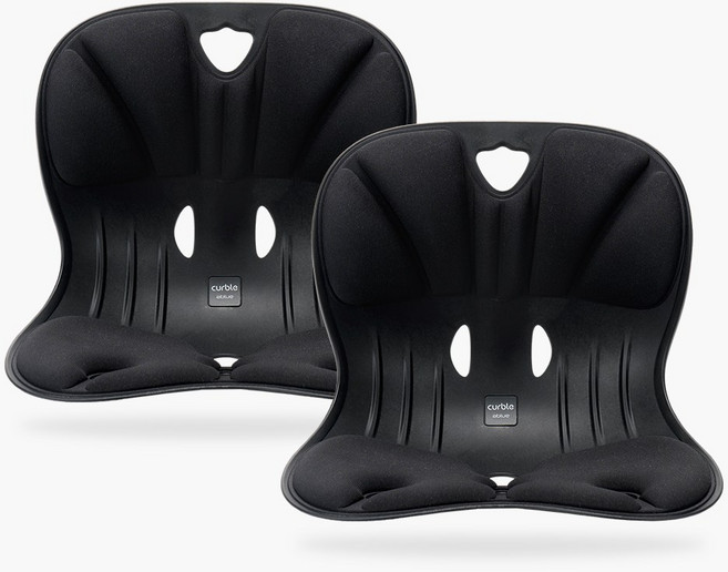 [2개 세트] 커블체어 와이더 - 바른자세 좌식 의자 허리 등받이 앉은뱅이 자세교정, 블랙+블랙