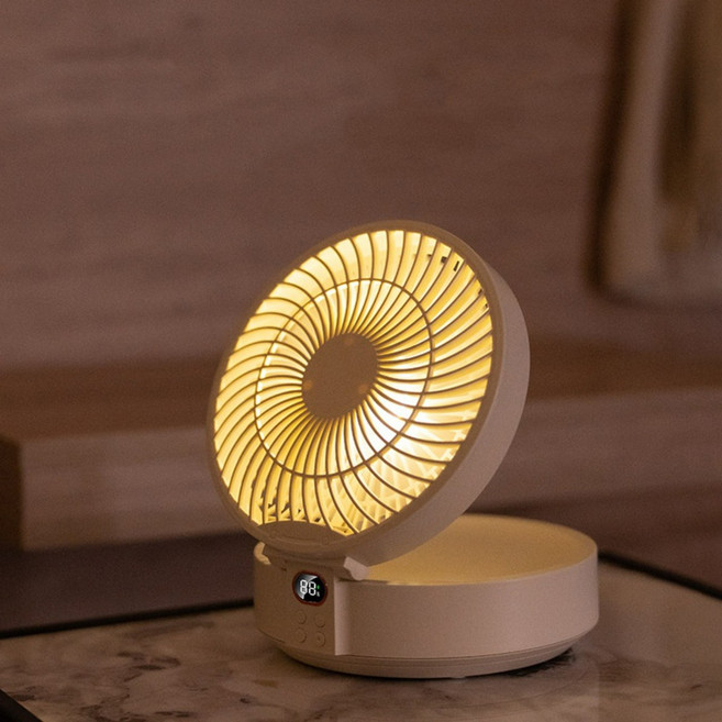 샤오미 탁상형 벽걸이 무선 저소음 미니 리모컨 접이식 LED 무드등 선풍기, 샤오미 접이식 선풍기  블랙