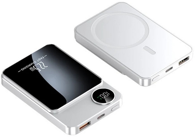 20000mAh MagSafe磁吸行動電源 PD22.5W快充 無線充電 支援蘋果三星小米 薄型LED顯示 AI冰磁黑科技 銀霜白, 【HTQ9＋PD22.5W快充】銀霜白, 高級版帶雙標示WH-3C認證