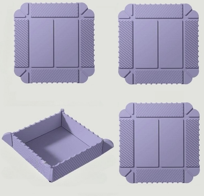 접이식 자석 트레이 실리콘 접시 과일 도마 야외 피크닉 캠핑 다용도 그릇, 4개, 03 라일락