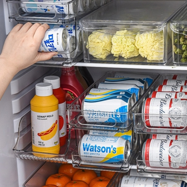 2단 캔음료 보관대 롤링 랙 수납 정리 냉장고 선반 맥주캔 디스펜서 음료케이스, 1개