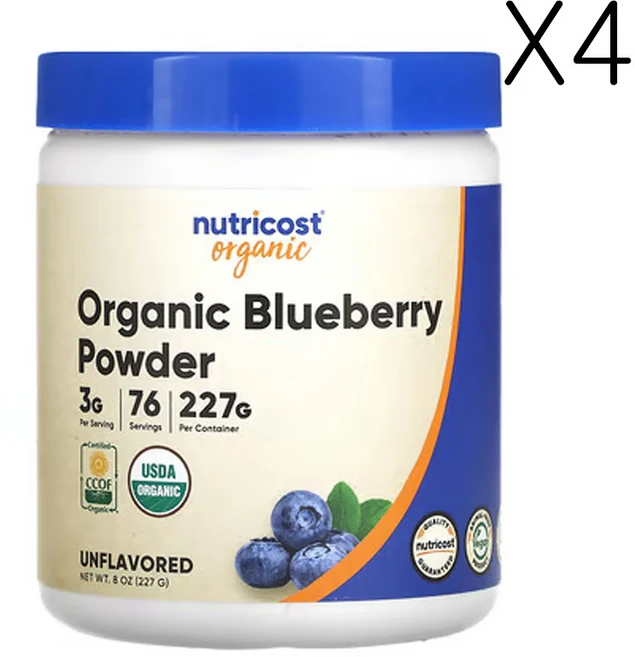 뉴트리코스트 유기농 블루베리 분말 무맛 (8oz), 227g, 4개 - 쿠팡