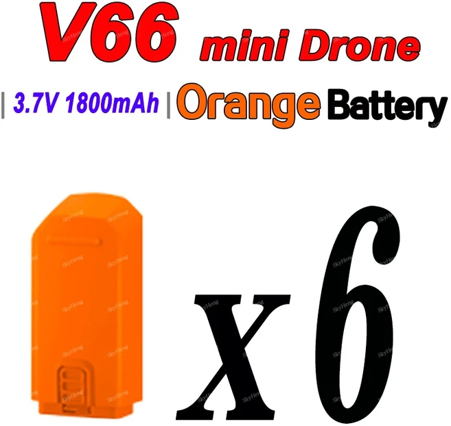 V66 비행기 교체 가능한 배터리 부품 용 기존 미니 RC 드론 3.7V 1800mAh, 18 V66 Orange BatteryX6