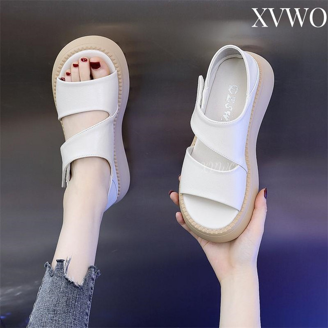 XVWO 여성 통굽 플랫폼 샌들 스트랩 오픈토 여름 스포츠 캐주얼 편안한 쿠션 데일리 여성 샌들