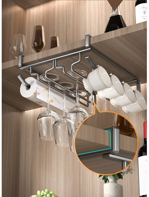 씨티엔 와인잔 거치대 무타공 다용도 걸이 홀더 렉, 1개