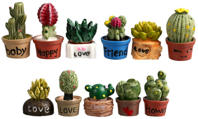 [모핸] 미니어처 11종, 선인장 화분 미니어처, 1개