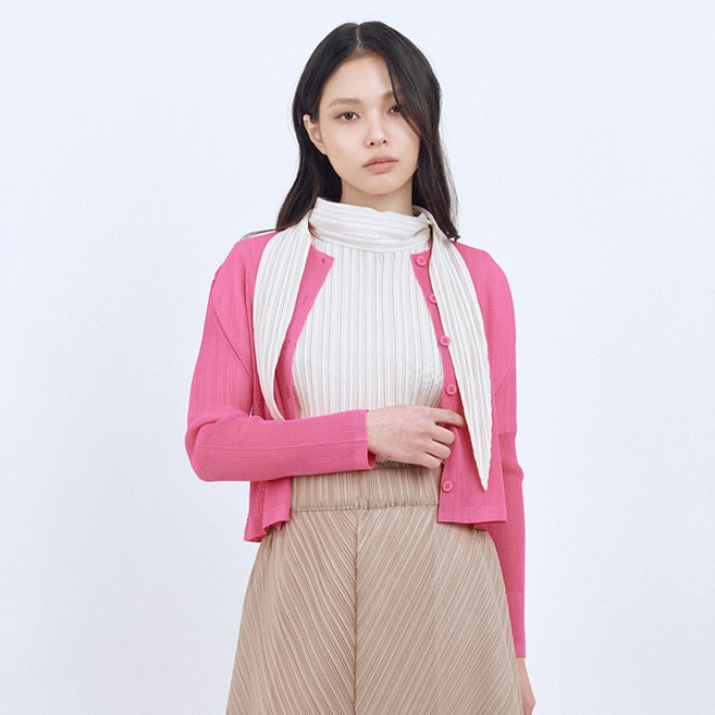 피네플리츠 그리드 숏 가디건