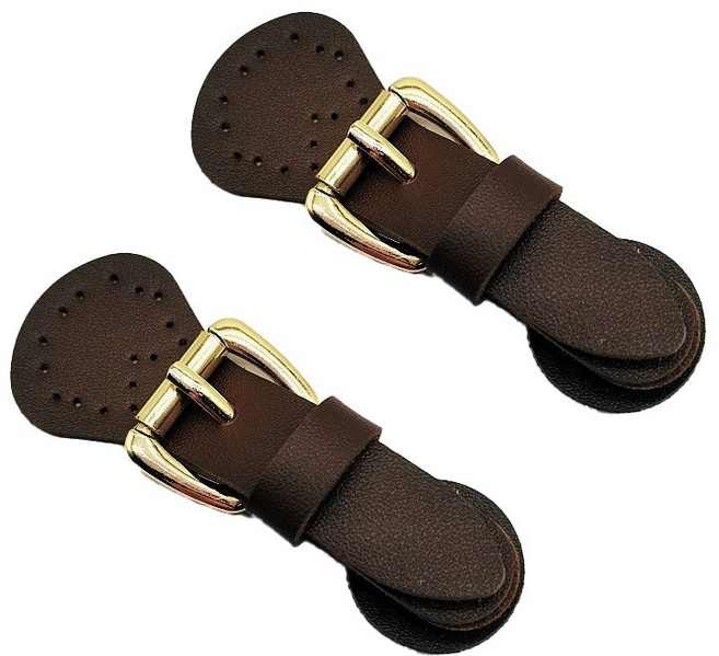 가죽 가방 버클 잠금 사시꼬미 자석형, 2개, 브라운