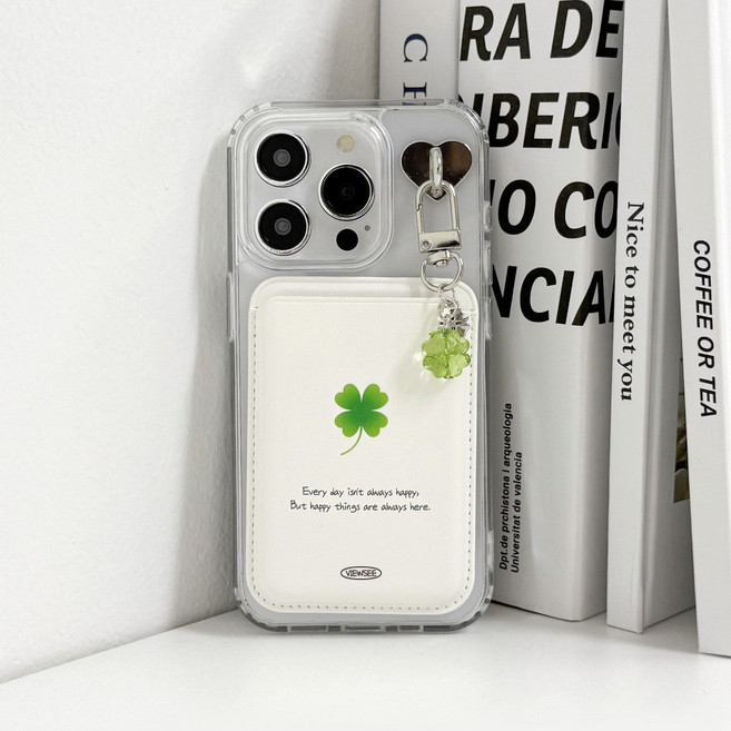 뷰씨 디자인 맥세이프 카드지갑 3장 수납 지갑 케이스, 1개, 10. 컬러 클로버