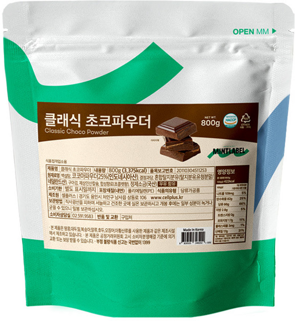 민트라벨 클래식 초코파우더 800g, 1개, 1개입