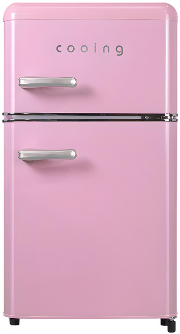 쿠잉전자 레트로 미니 80L 2도어 냉장고, REF-D85PK