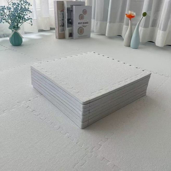 셔니엘 사계절 면마 조립식 퍼즐매트 냉기 습기 차단 미끄럼방지 바닥매트, 10개, 화이트