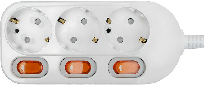 번개표 개별스위치 멀티탭 3구 WI-MC21633V, 3m, 화이트, 1개