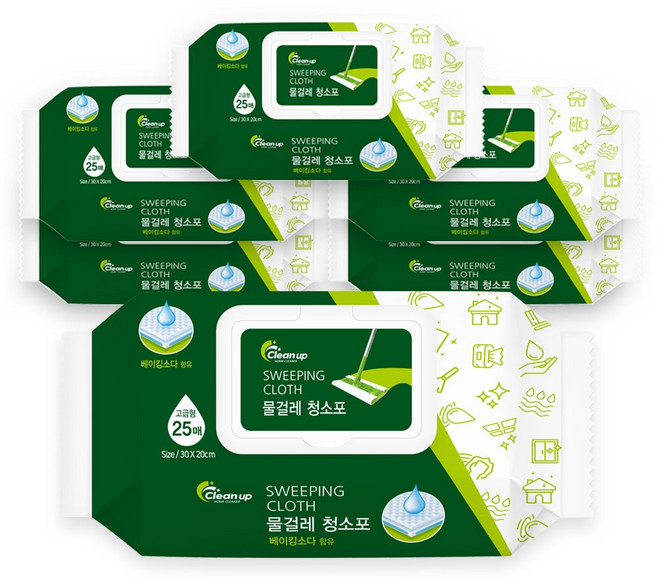 클린업 물걸레 청소포 25매입, 6개