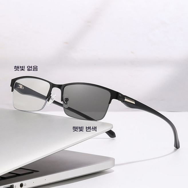 DZX 남녀공용 변색 패션 블루라이트 차단 안경 데일리 인싸 선글라스 안경천+안경집