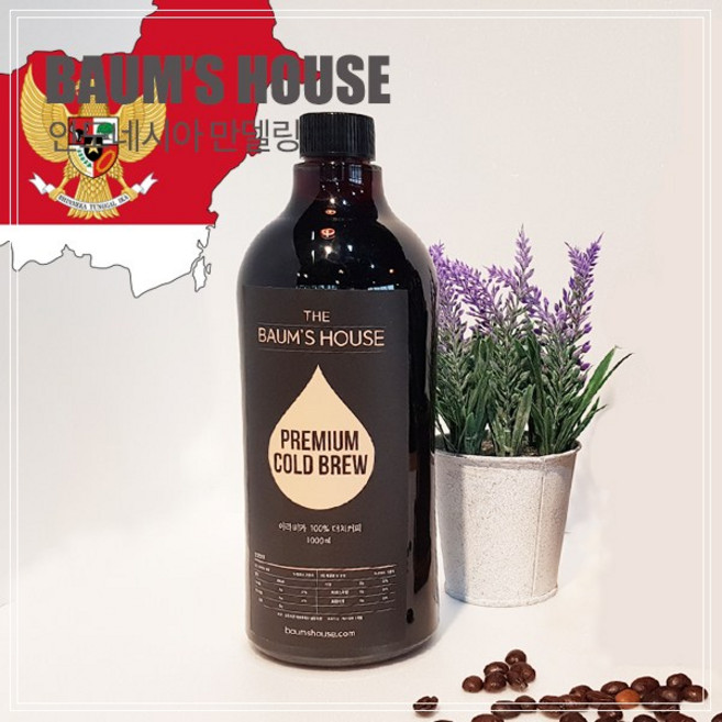 바움스하우스 프리미엄 콜드브루 인도네시아 만델링 1000ml 더치커피, 1L, 1개, 1개입