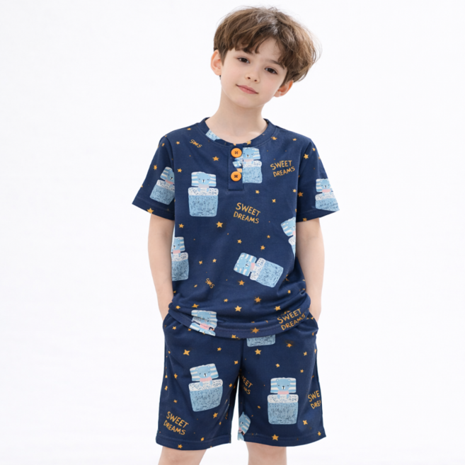 온웨어 남아용 프리미엄 쿨스판 소프트터치 드림베어 반팔 상하의 세트